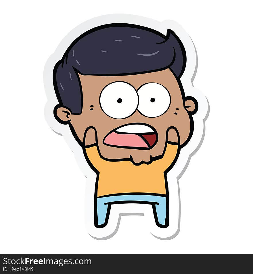 Sticker Of A Cartoon Shocked Man