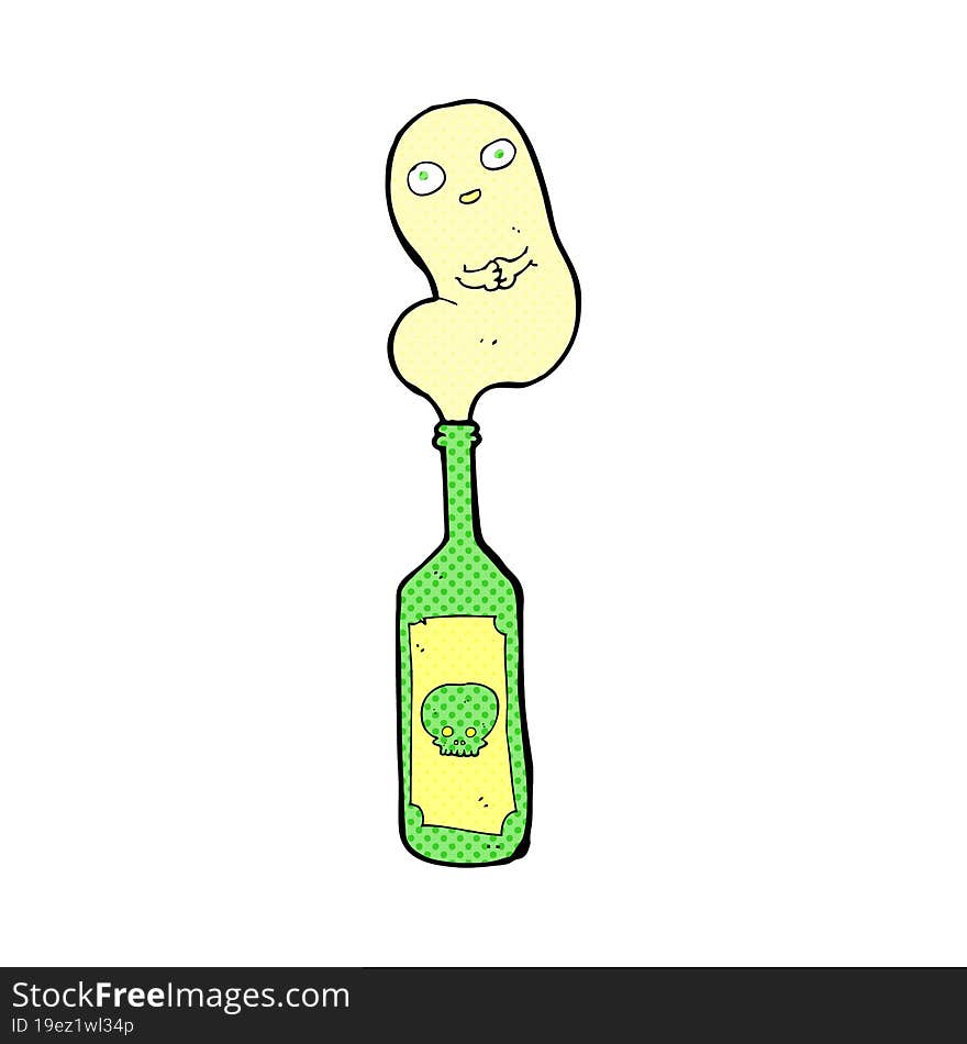 cartoon ghost in bottle