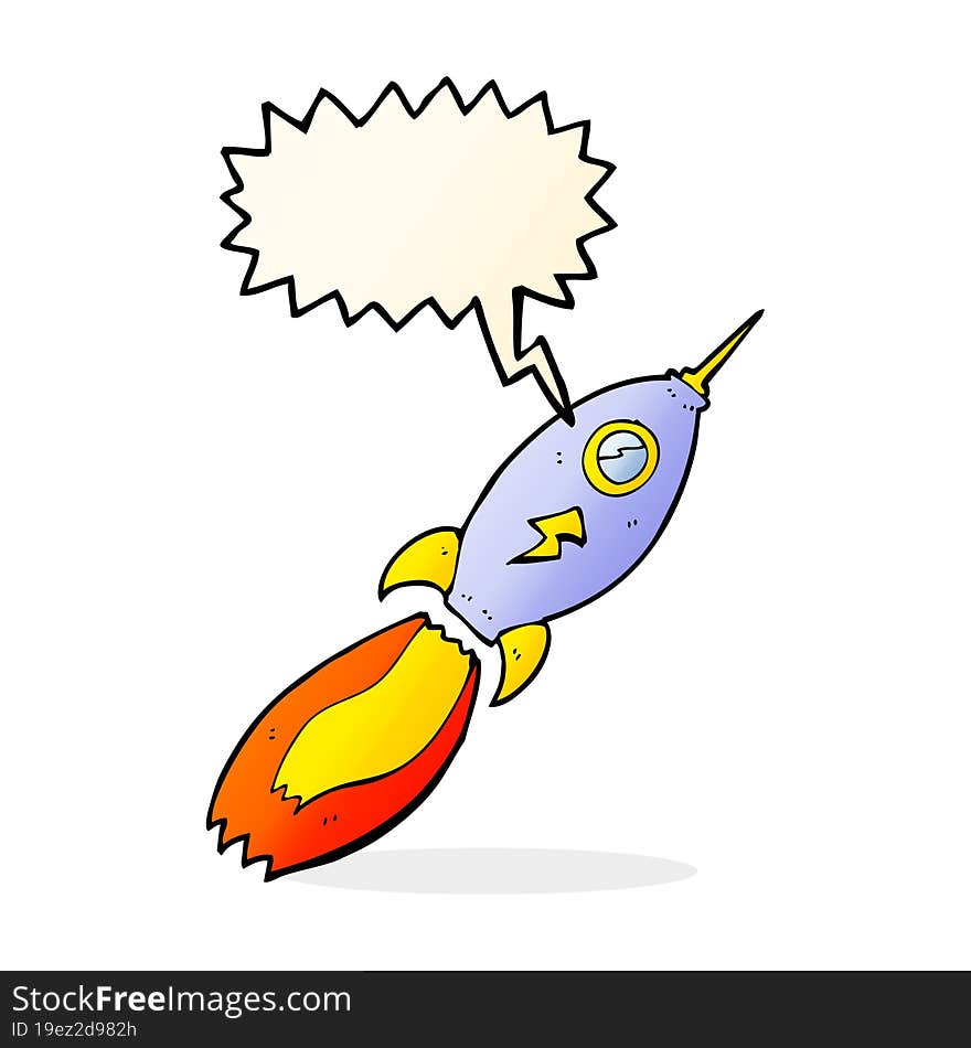 cartoon rocket with speech bubble