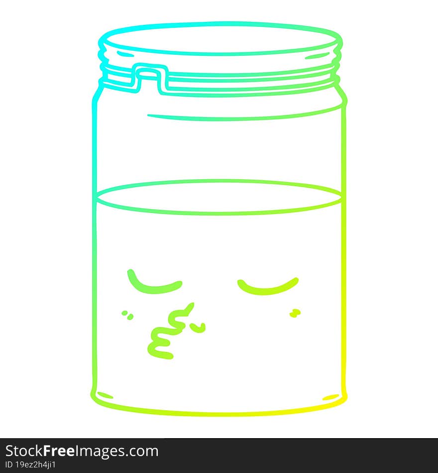 cold gradient line drawing cartoon glass jar