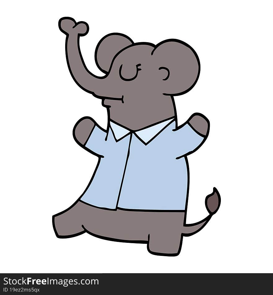 Cartoon Doodle Standing Elephant