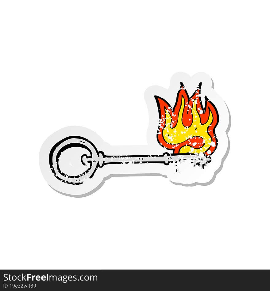 Retro Distressed Sticker Of A Cartoon Hot Key