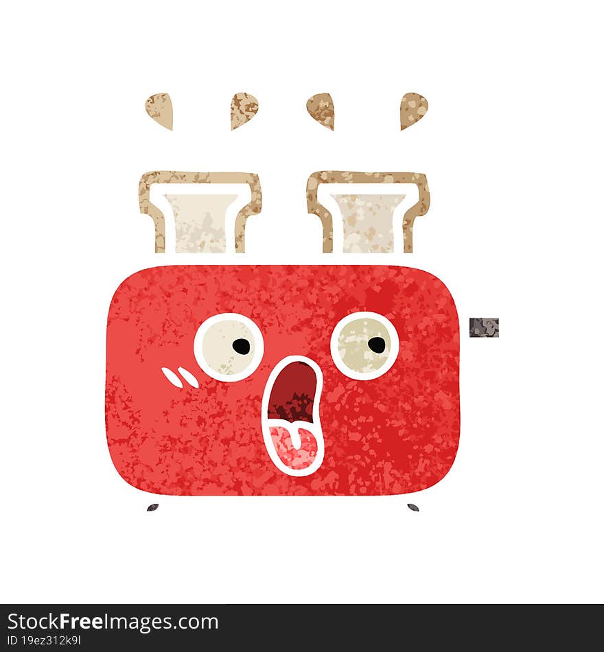 retro illustration style cartoon of a toaster