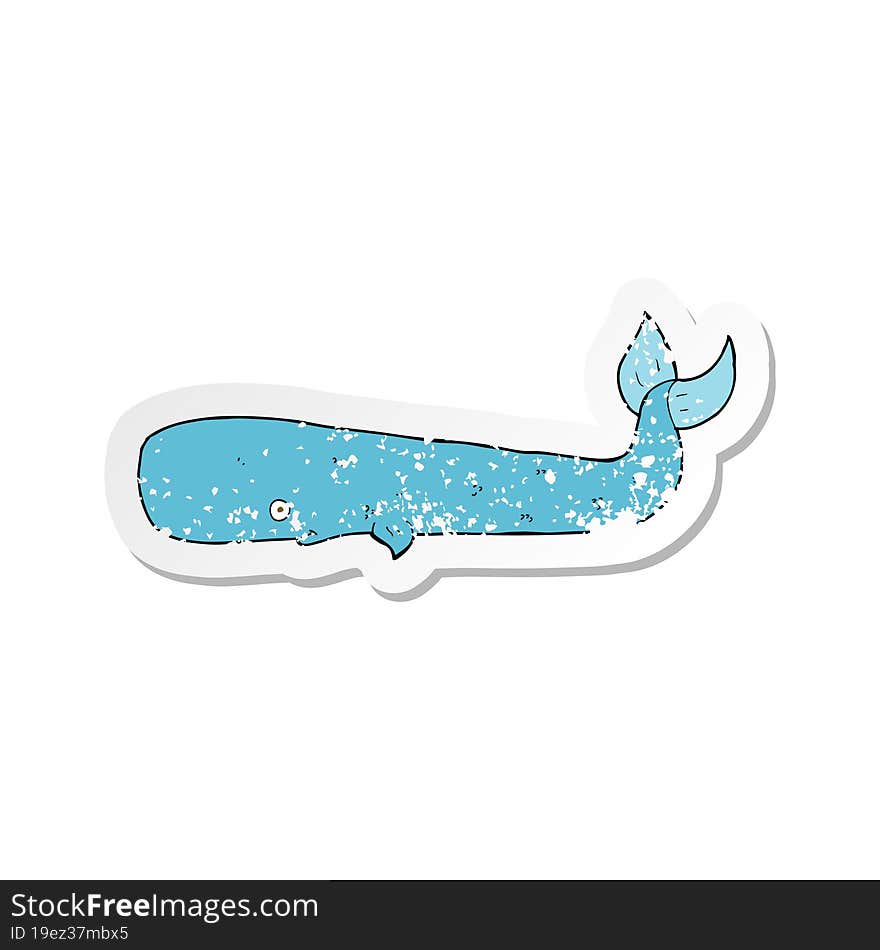 retro distressed sticker of a cartoon whale