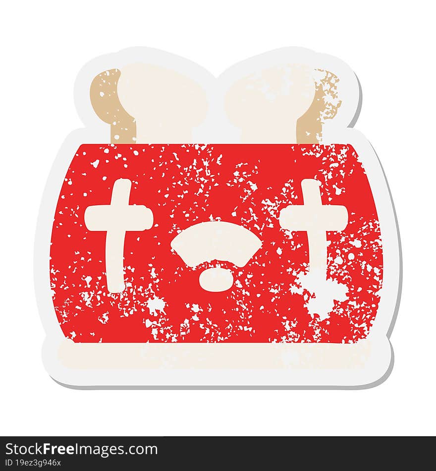 Toaster Popping Out Toast Grunge Sticker