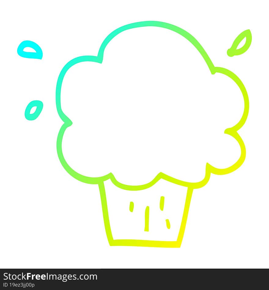 cold gradient line drawing of a cartoon cupcake