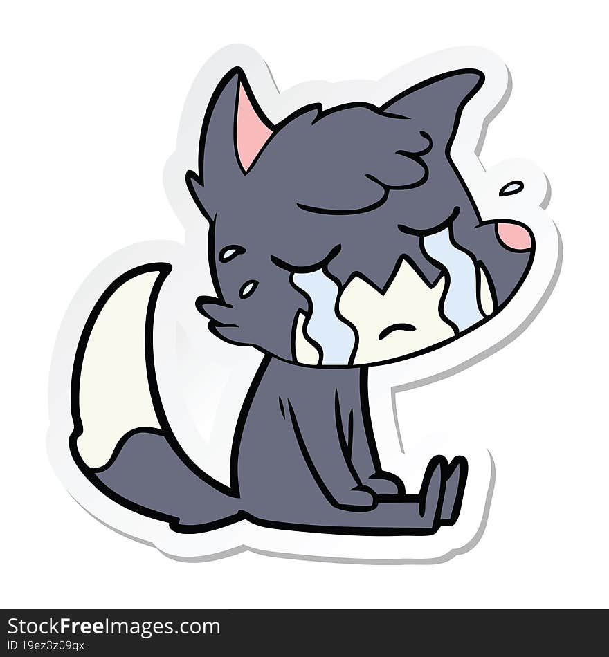 sticker of a crying fox cartoon