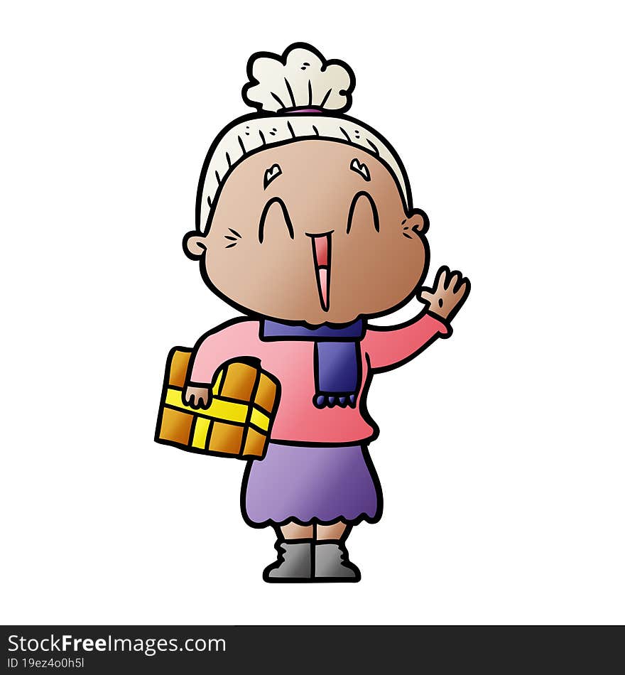 cartoon happy old lady. cartoon happy old lady