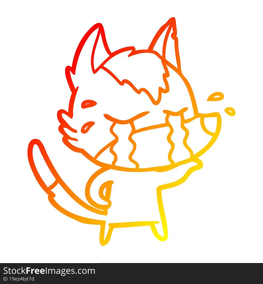 warm gradient line drawing cartoon crying wolf