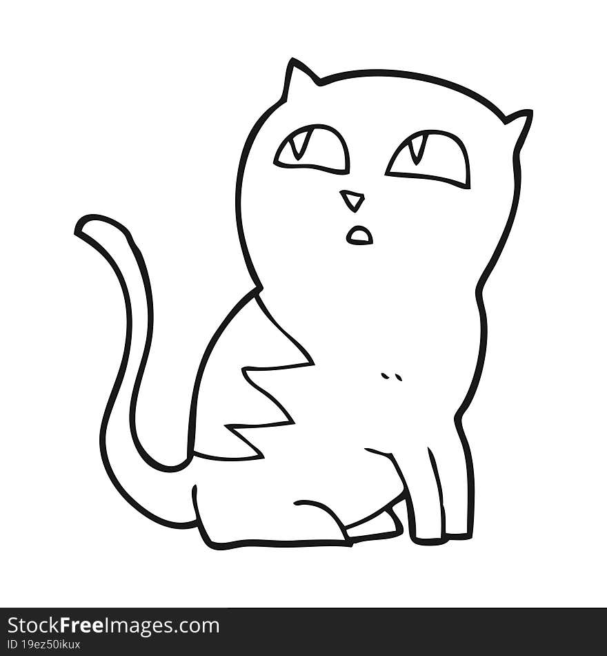 Black And White Cartoon Cat