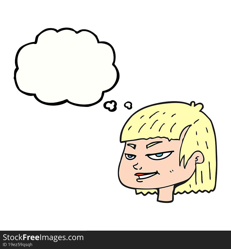 thought bubble cartoon mean looking girl