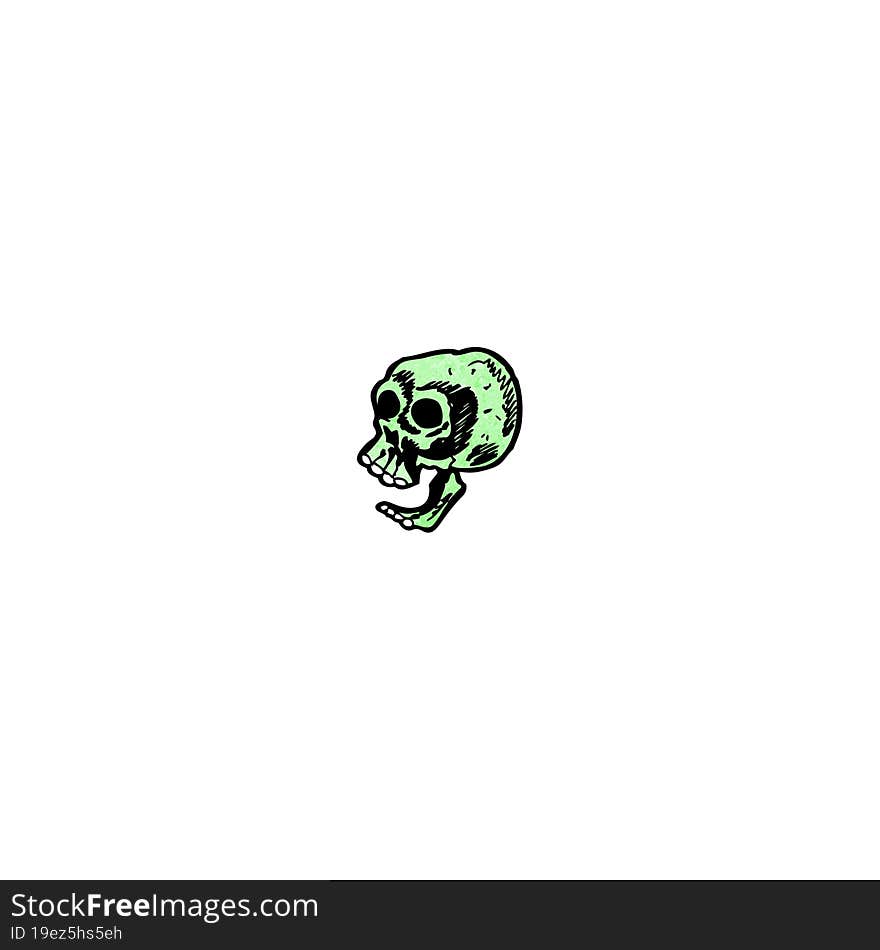 Cartoon Spooky Green Skull