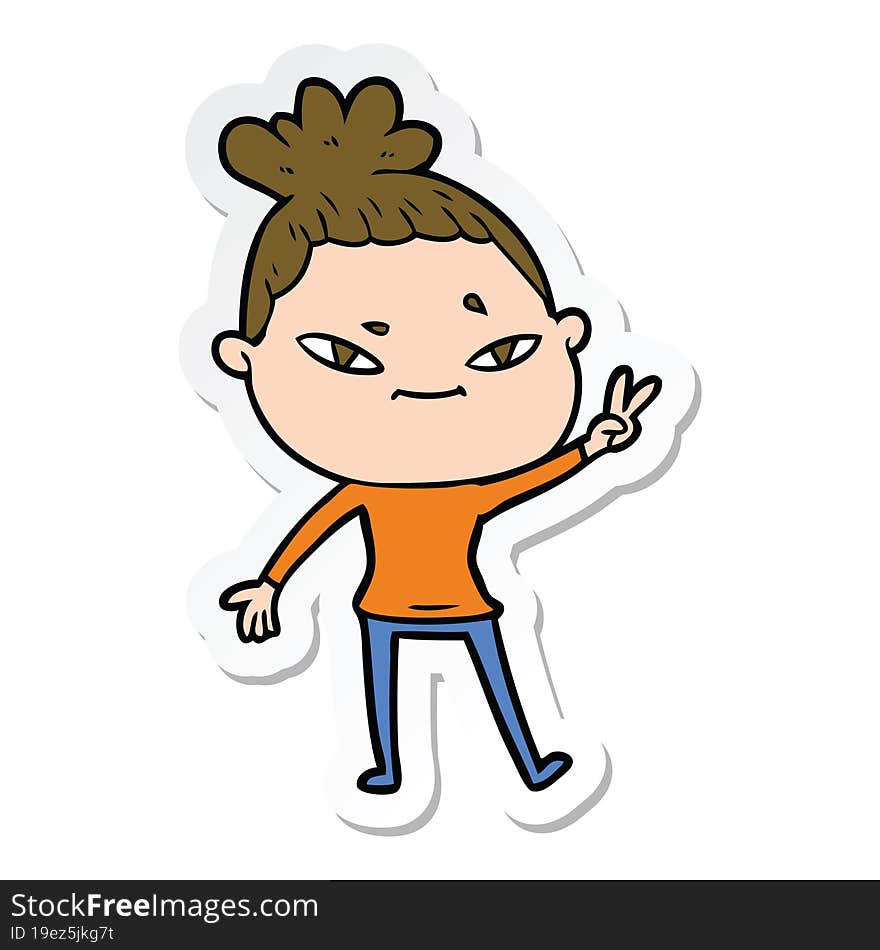 Sticker Of A Cartoon Woman