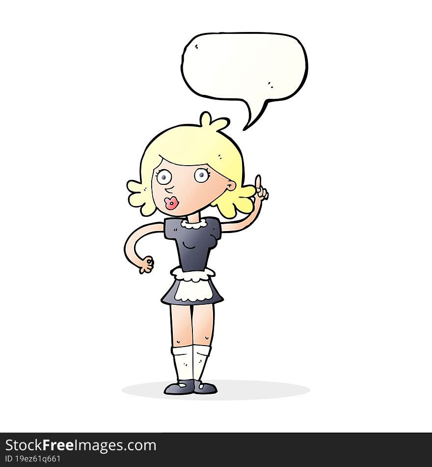 cartoon surprised maid with speech bubble