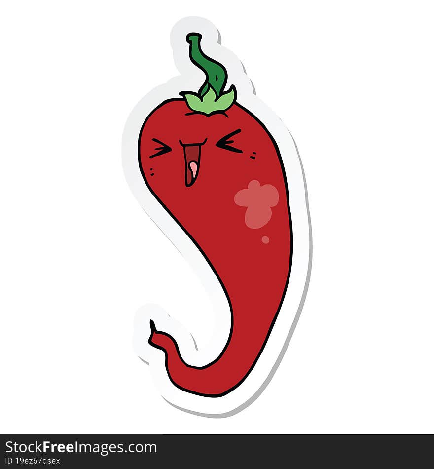 sticker of a cartoon hot chili pepper