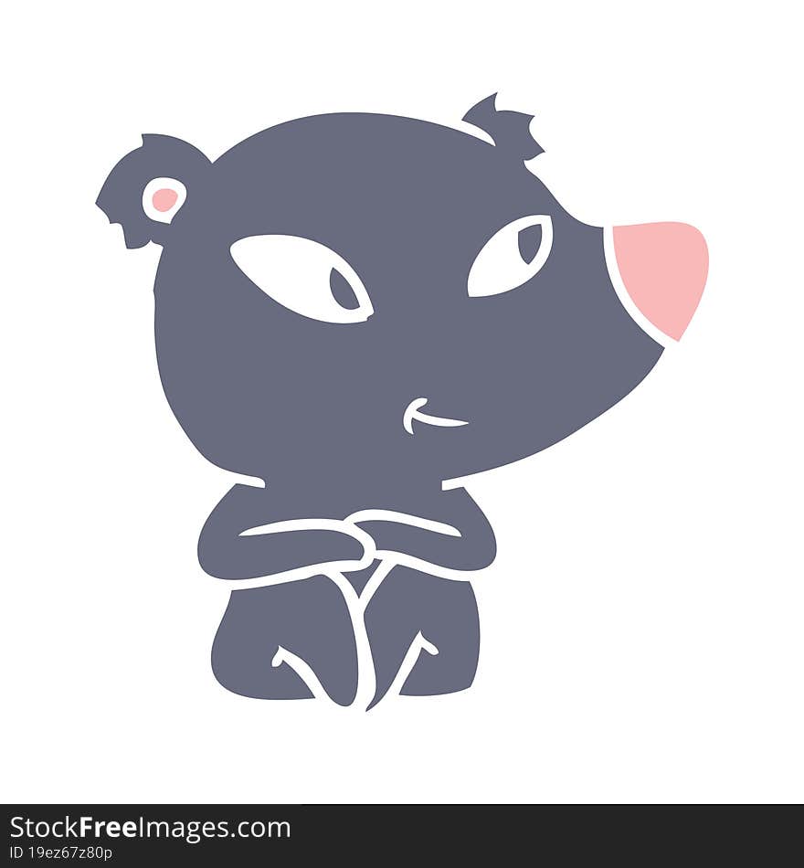 cute flat color style cartoon bear