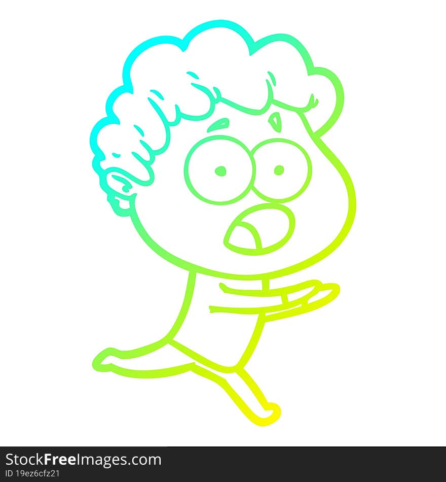 cold gradient line drawing cartoon man gasping in surprise