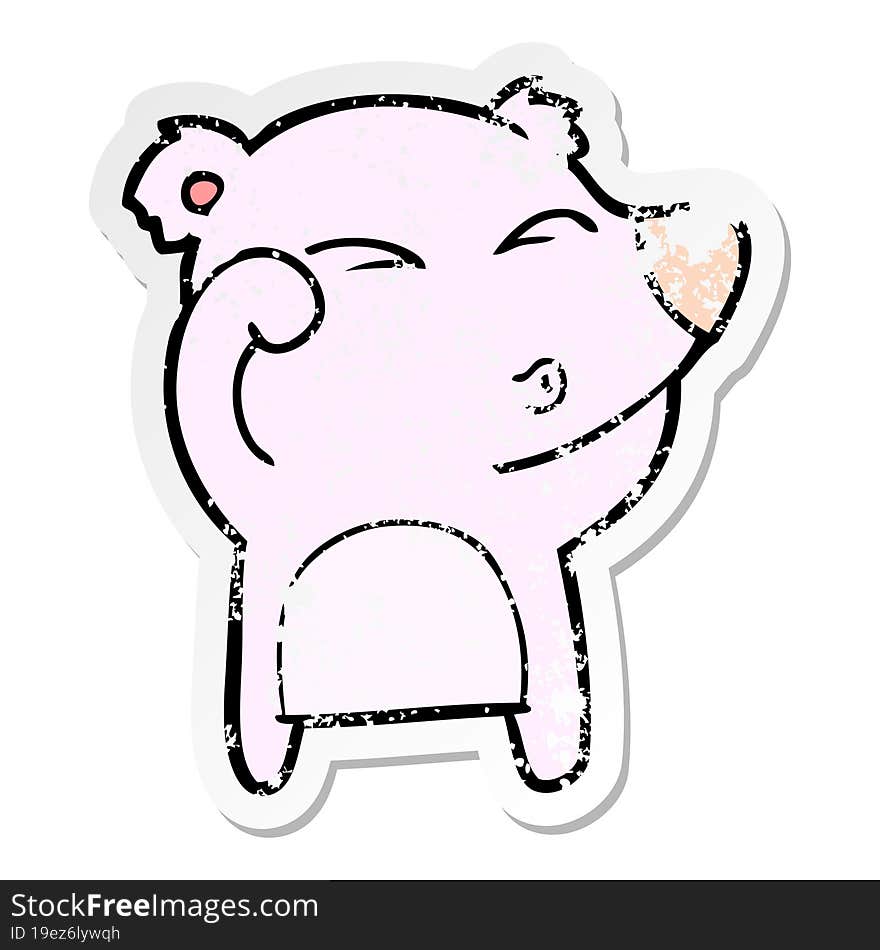 distressed sticker of a cartoon tired bear rubbing eyes