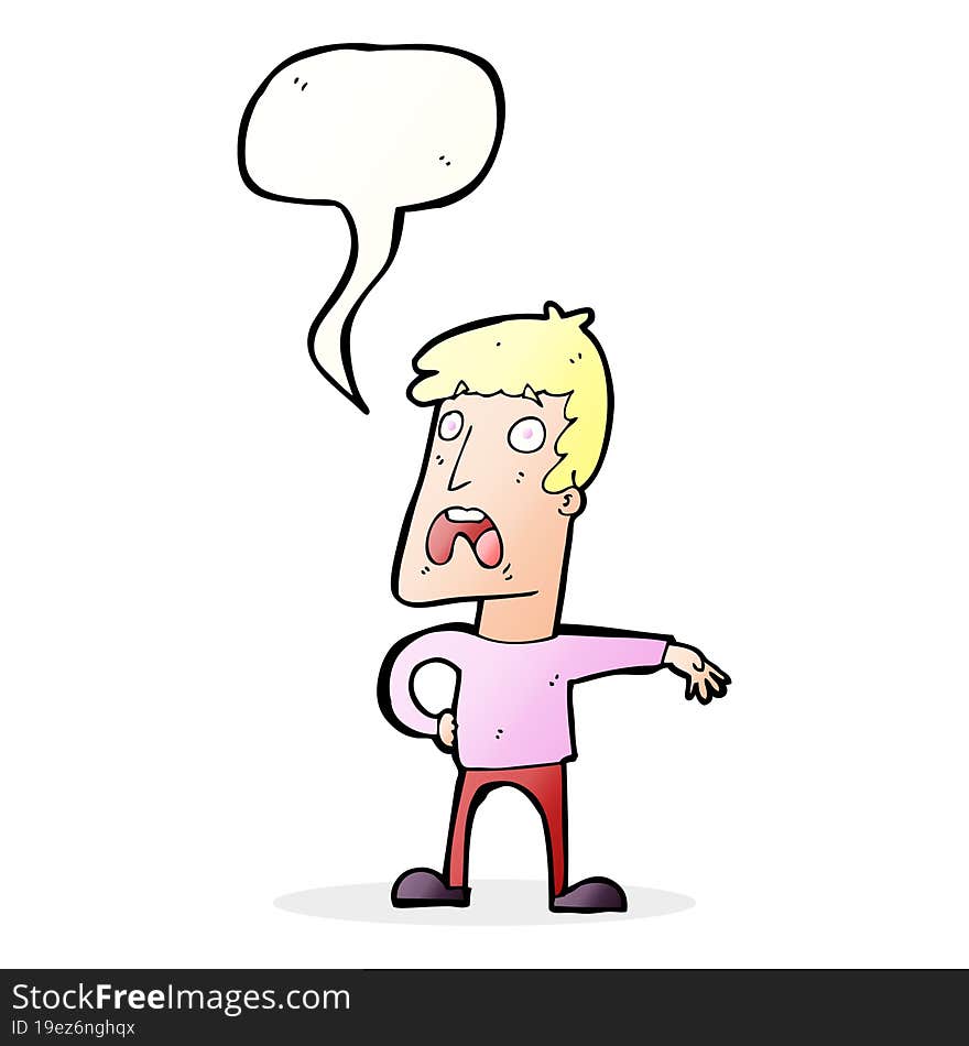 Cartoon Complaining Man With Speech Bubble