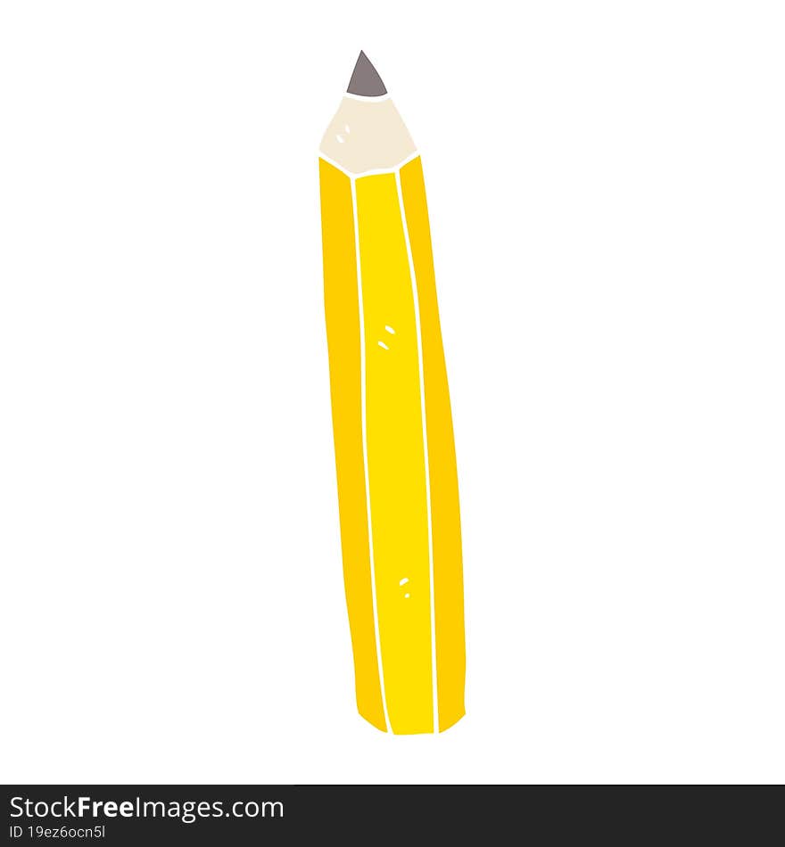 Flat Color Illustration Of A Cartoon Pencil