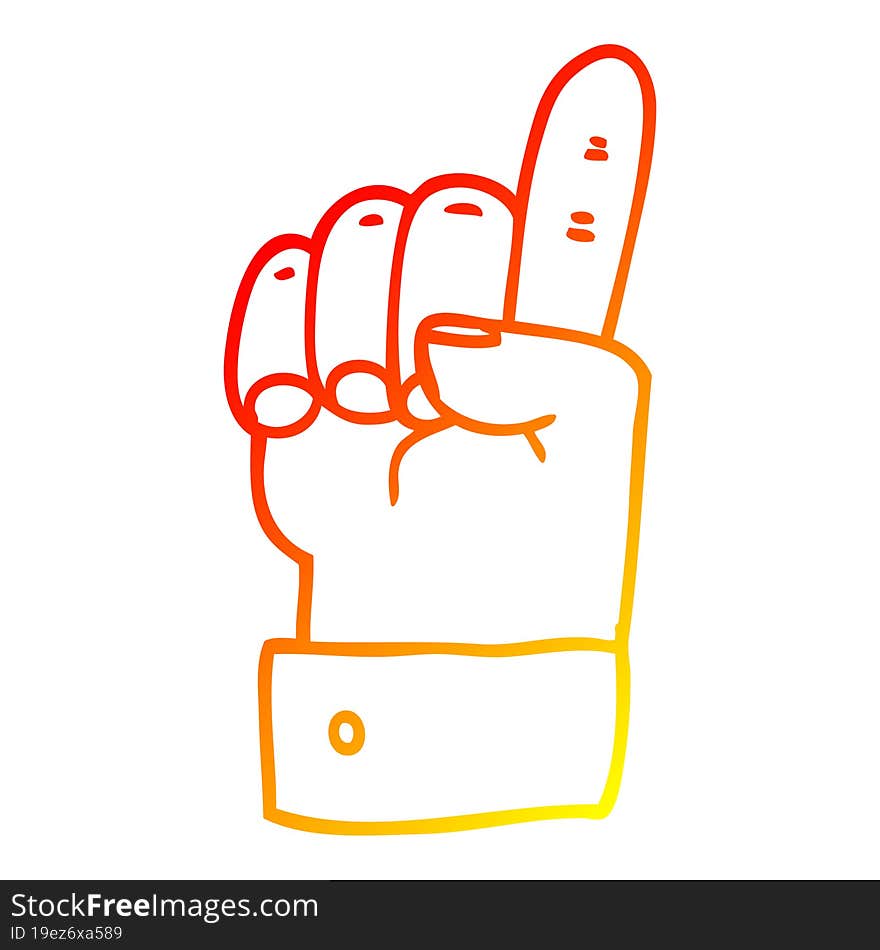 warm gradient line drawing cartoon pointing hand