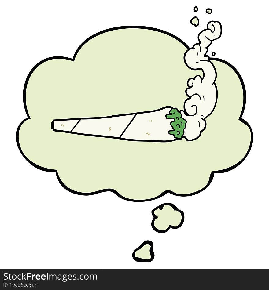 cartoon marijuana joint and thought bubble