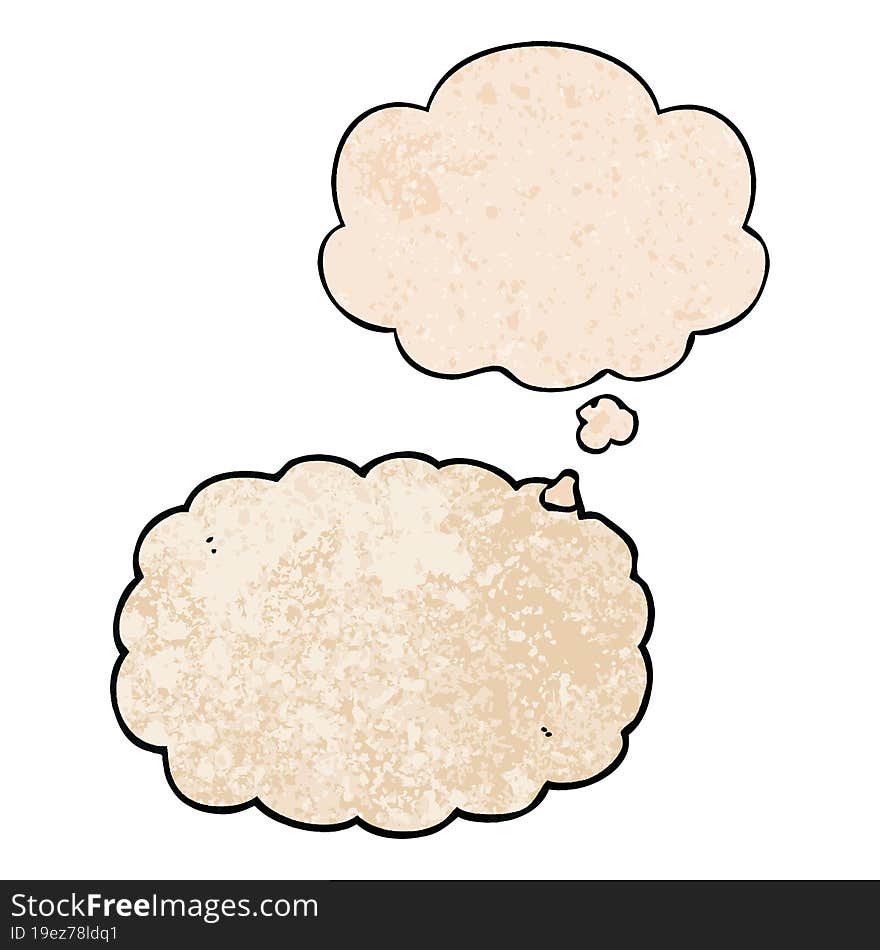 cartoon cloud and thought bubble in grunge texture pattern style