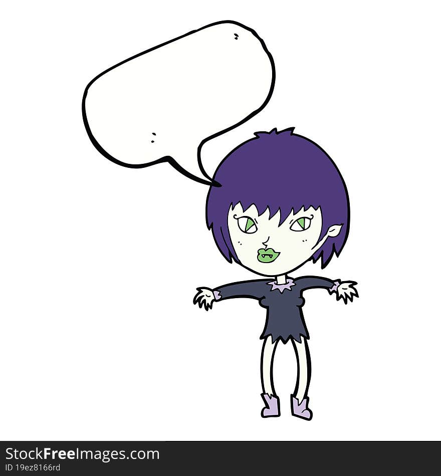 cartoon vampire girl with speech bubble