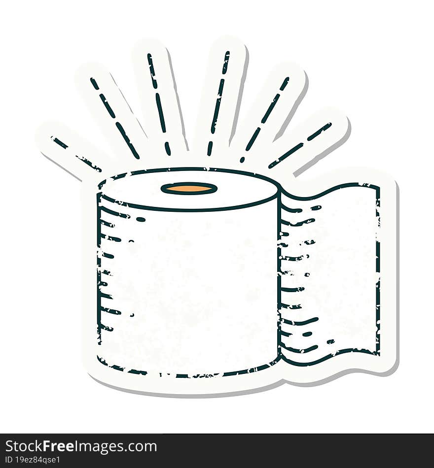 grunge sticker of tattoo style toilet paper