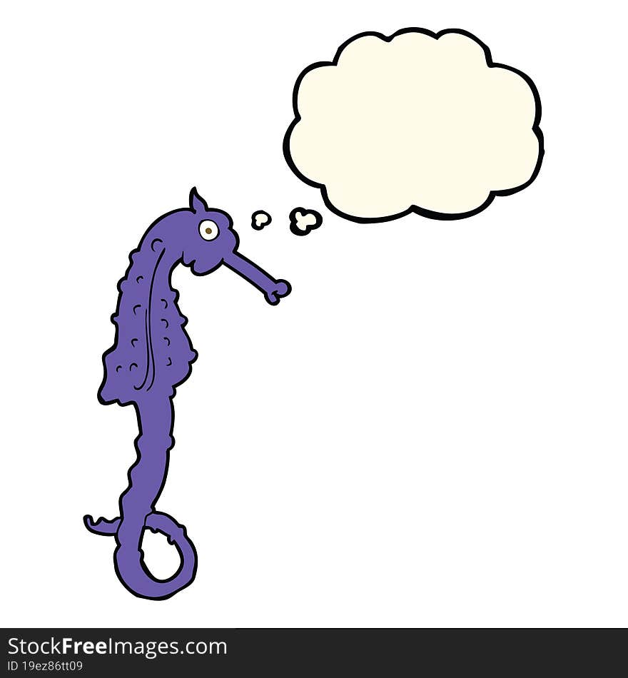 Cartoon Sea Horse With Thought Bubble