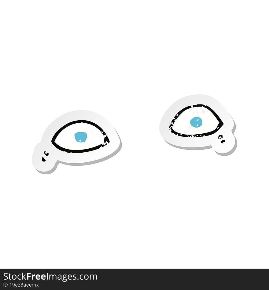 Retro Distressed Sticker Of A Cartoon Eyes