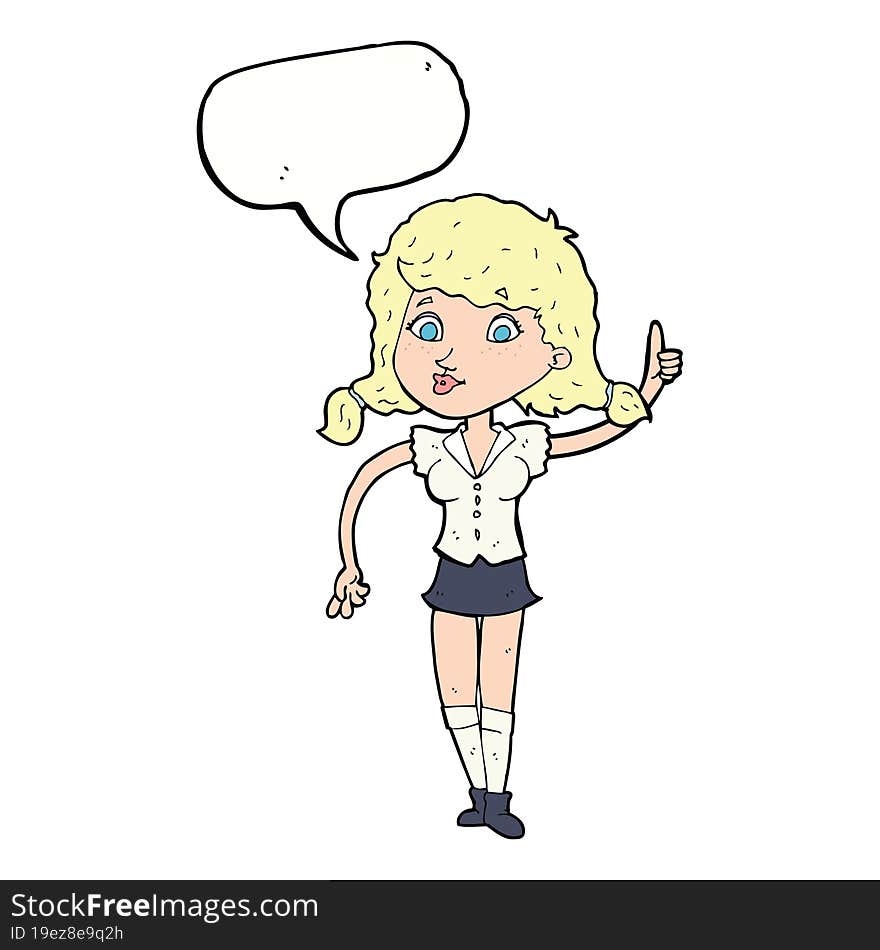 cartoon pretty woman with idea with speech bubble