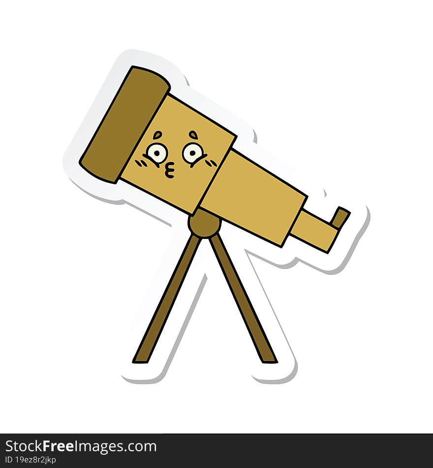 sticker of a cute cartoon telescope