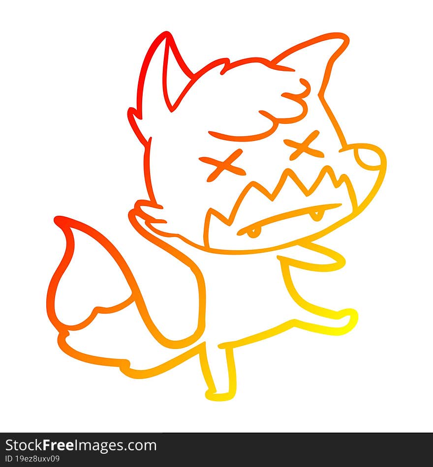 warm gradient line drawing cartoon dead fox