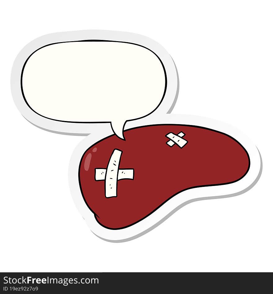 Cartoon Repaired Liver And Speech Bubble Sticker