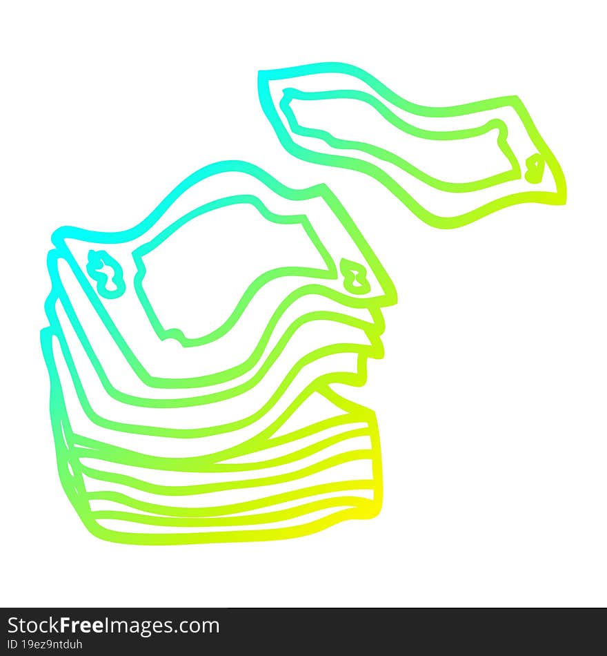 cold gradient line drawing cartoon big stack of money