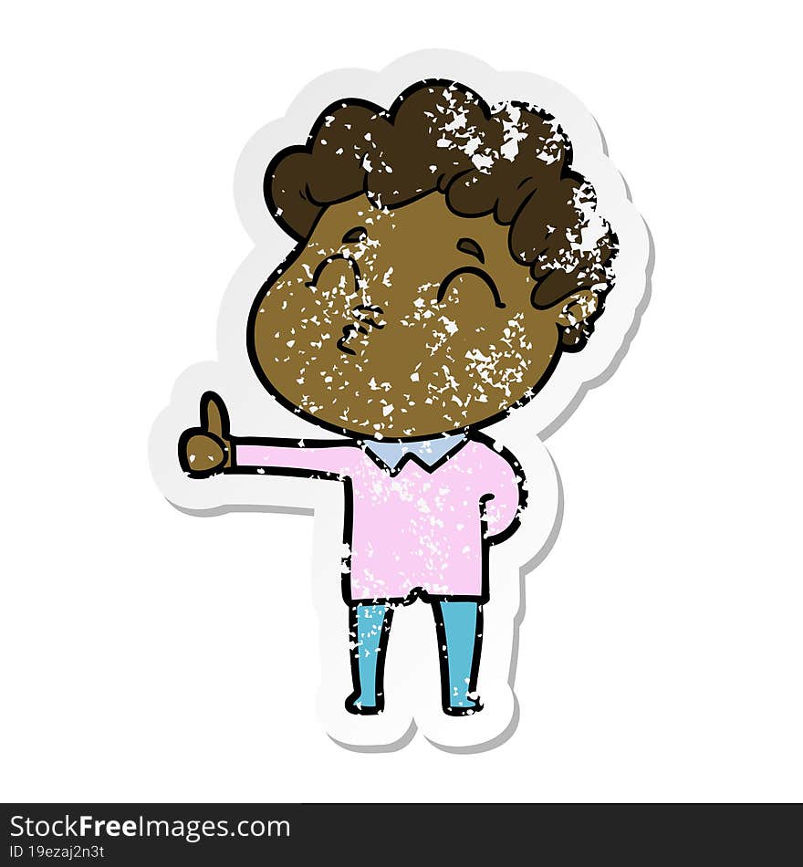 distressed sticker of a cartoon man pouting