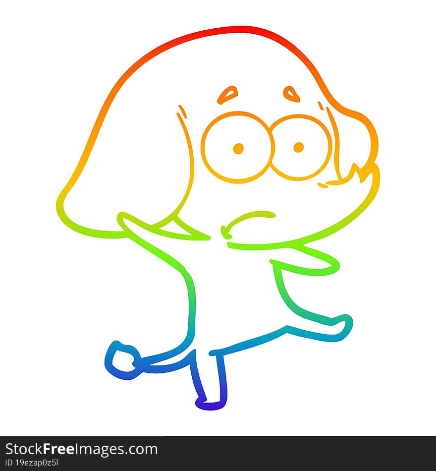 rainbow gradient line drawing cartoon unsure elephant