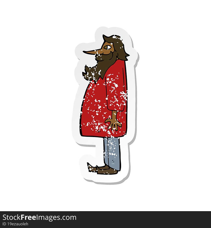 Retro Distressed Sticker Of A Cartoon Bearded Old Man