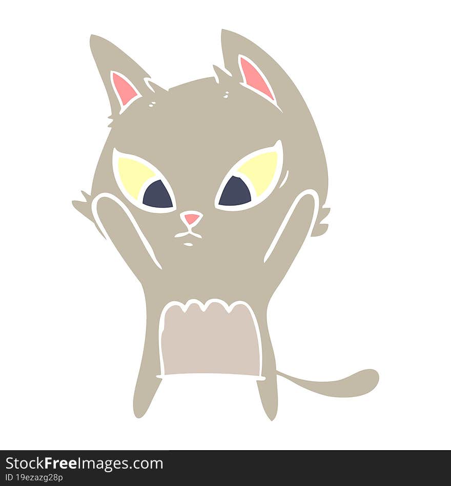 confused flat color style cartoon cat