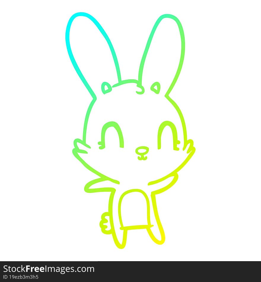 Cold Gradient Line Drawing Cute Cartoon Rabbit