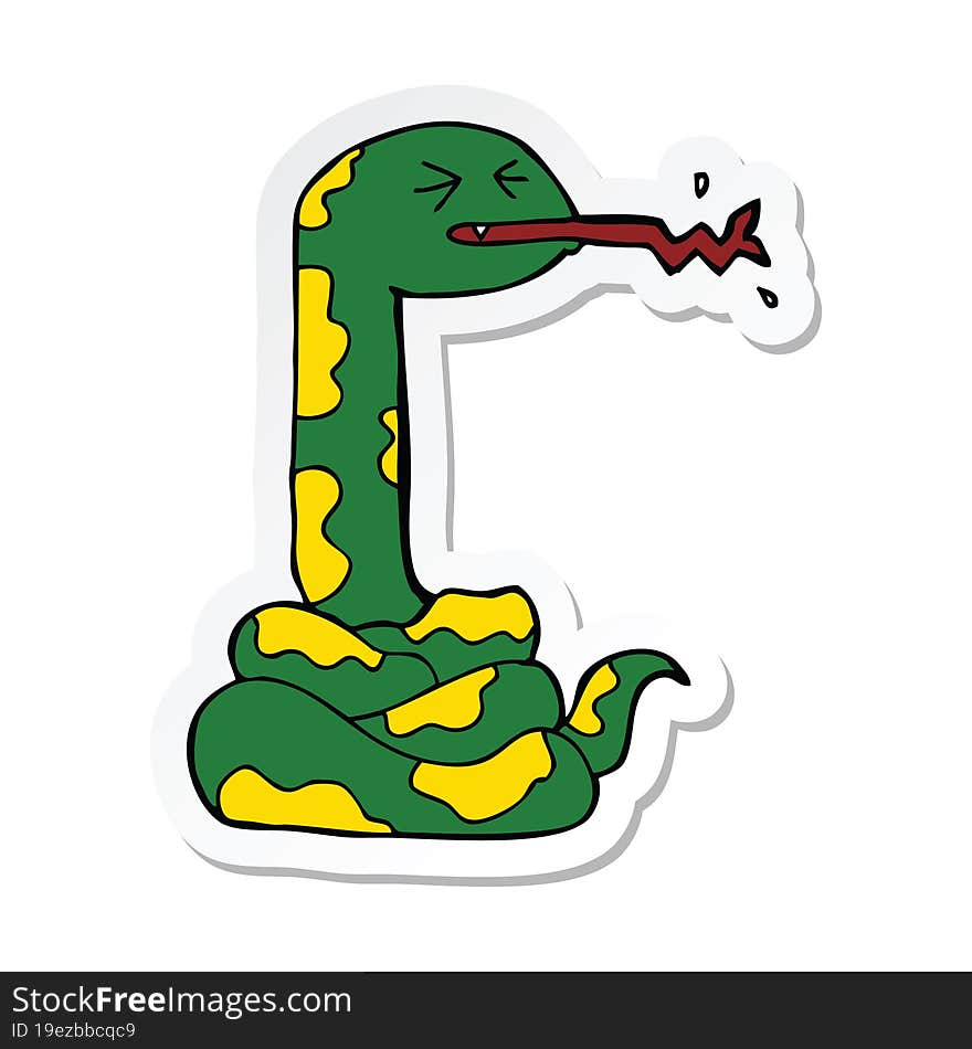 sticker of a cartoon hissing snake