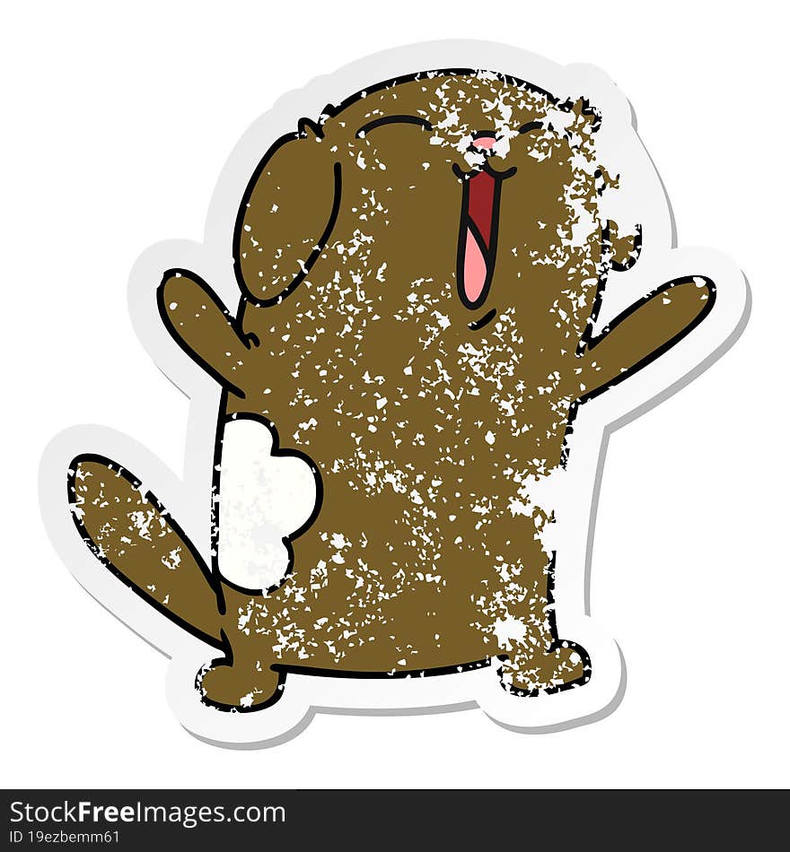 distressed sticker cartoon of kawaii cute dog