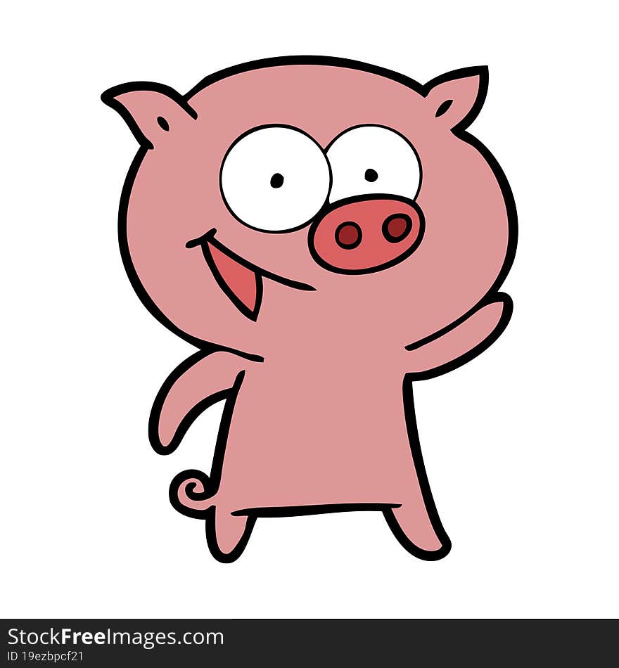 cheerful pig cartoon. cheerful pig cartoon