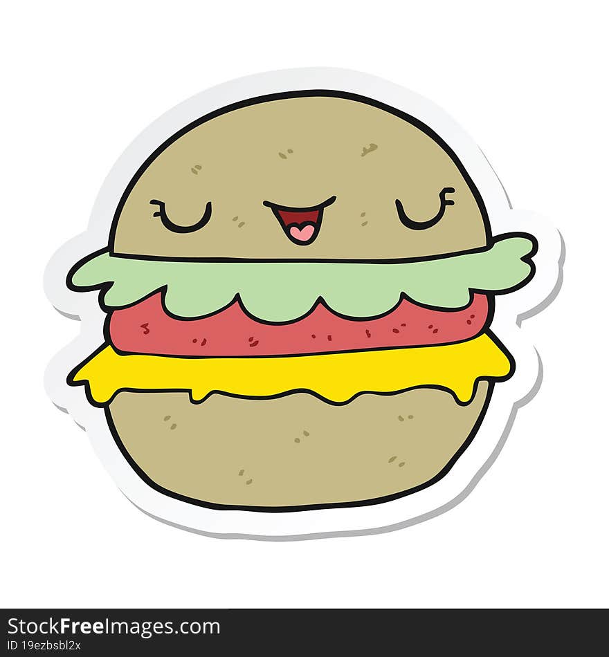 Sticker Of A Cartoon Burger