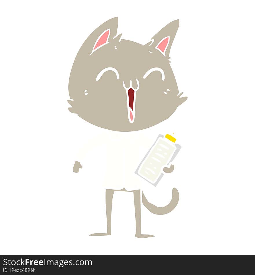 happy flat color style cartoon cat