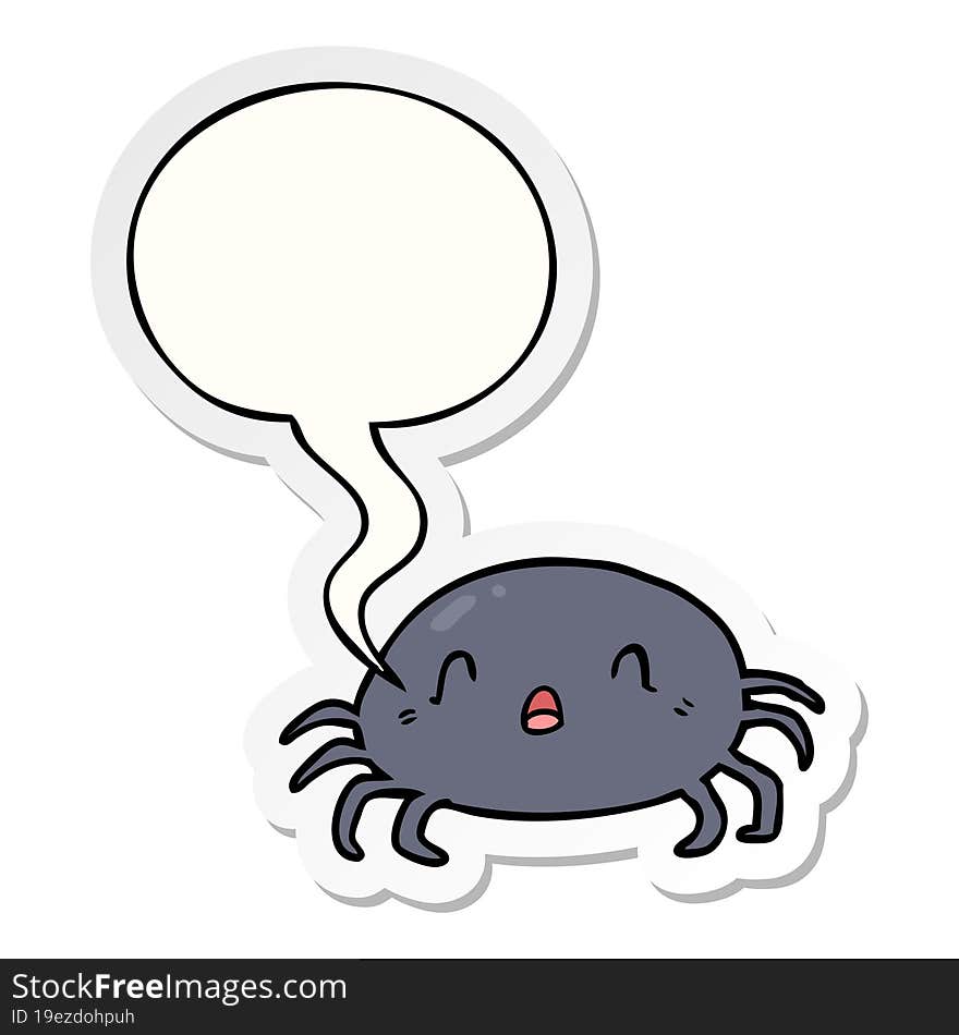 cartoon halloween spider with speech bubble sticker