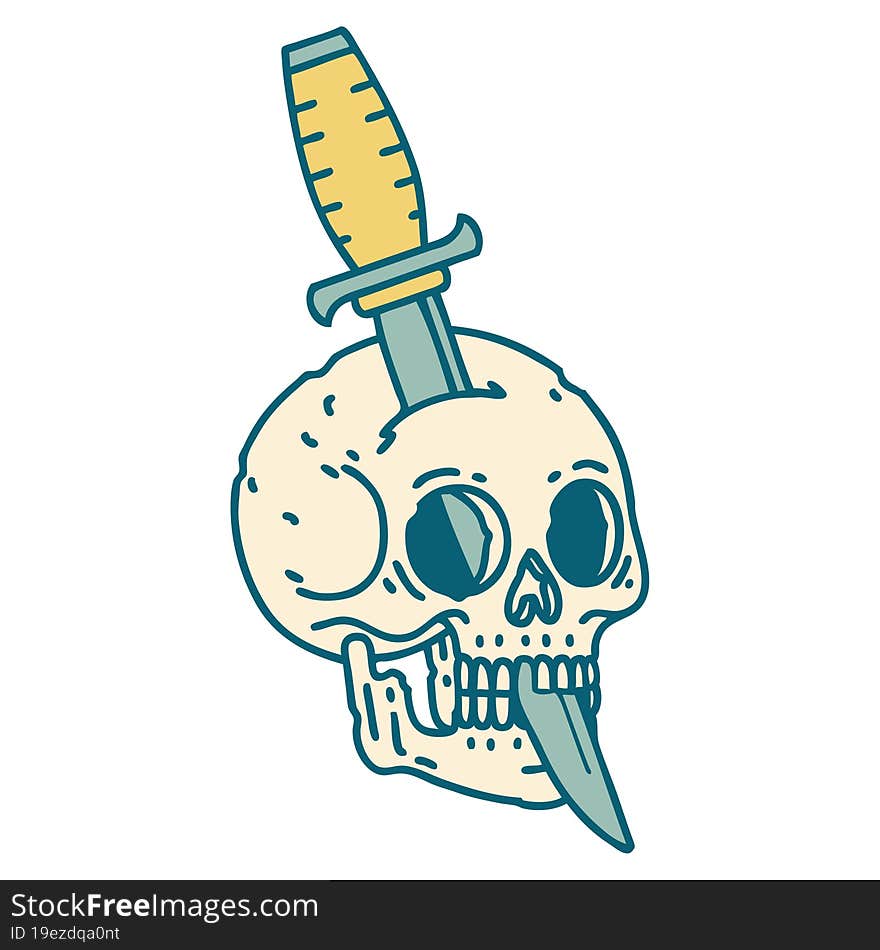 tattoo style icon of a skull and dagger