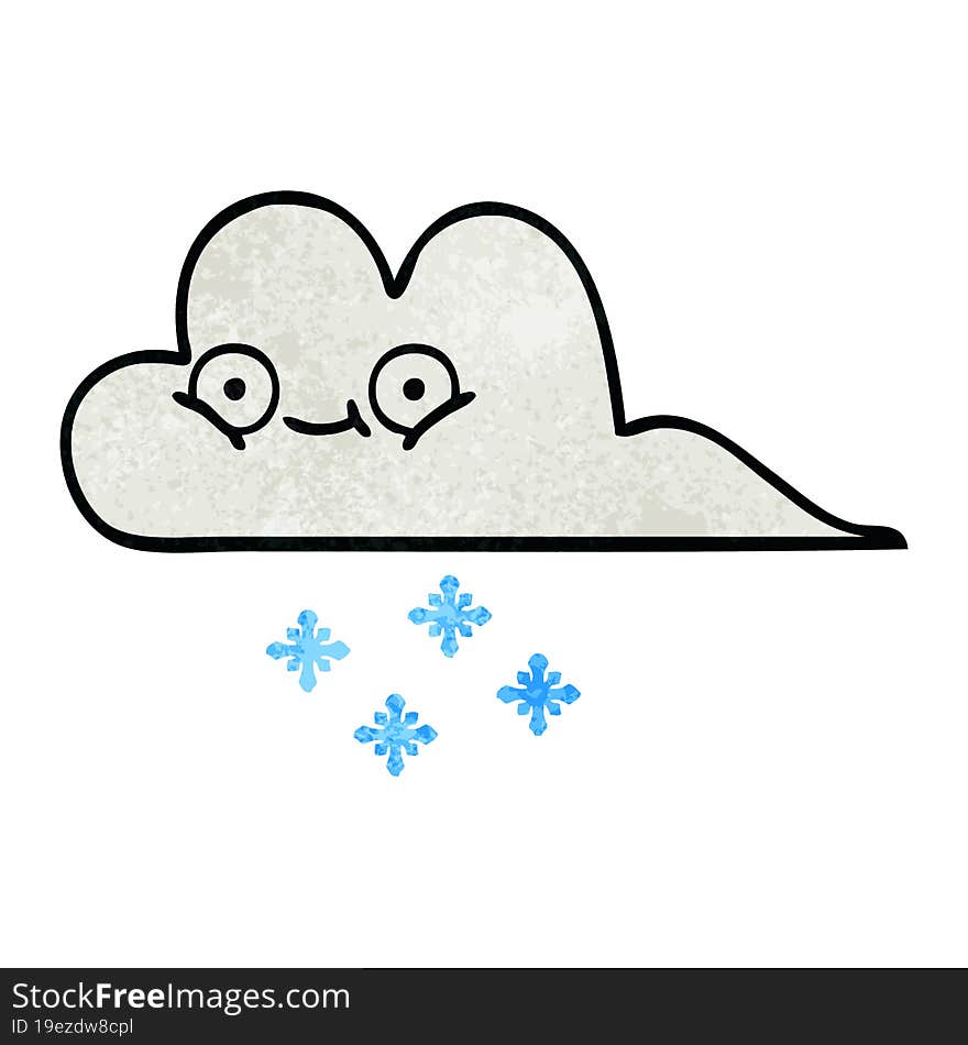 retro grunge texture cartoon of a snow cloud