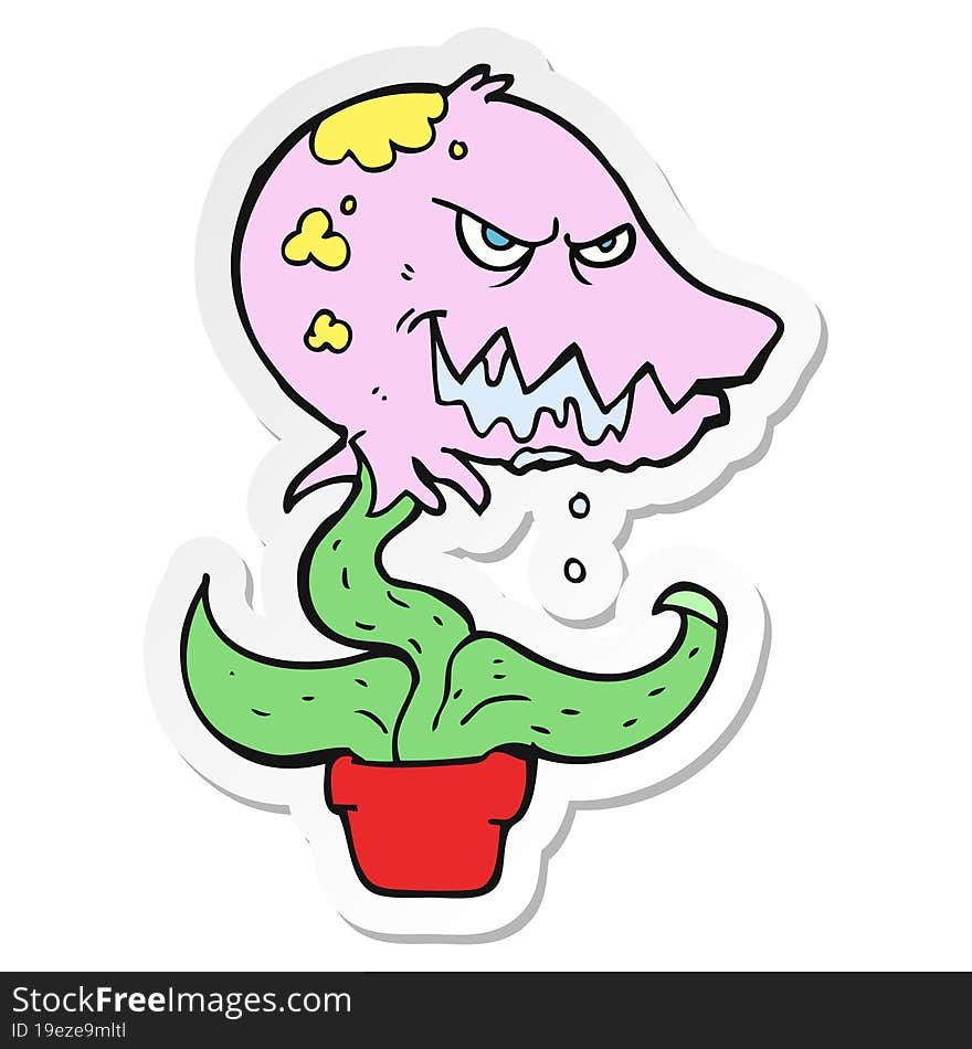 sticker of a cartoon monster plant